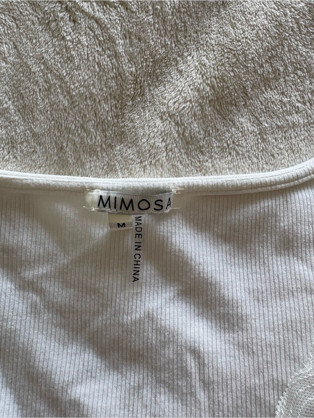 Mimosa White Ribbed Button-Front Cropped Top - Picture 2 of 3